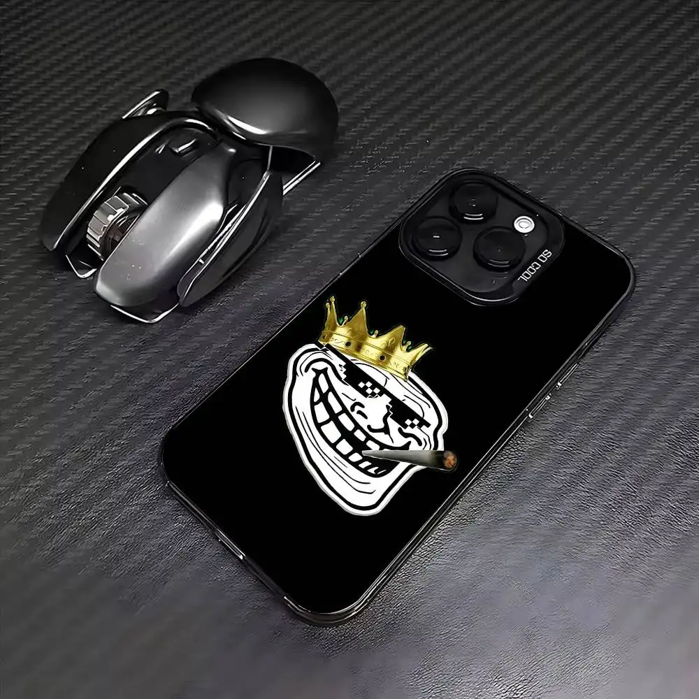 Emoticons T-Trollface Phone Case For iPhone 17, 16,15,14,13,12,11 Plus,Pro Max, Colorful Silver Funda Cover