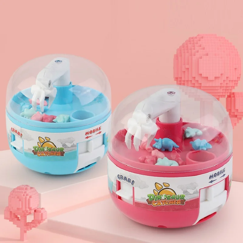 Funny Mini Claw Machine with Lovely Dinosaur Prizes Carnival Arcade Gashapon Game Toy Grabber Dispenser Vending Capsule for Kid