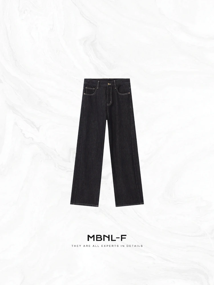 

Джинсы MBNLF с широкими штанинами, 100% хлопок, предварительно окрашенные, универсальные, с высокой талией, прямого кроя, средней эластичности, женские джинсы с высокой талией