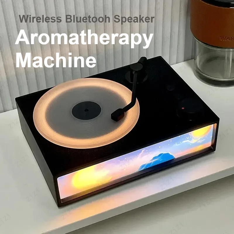 

Интеллектуальный Bluetooth-динамик с функцией ароматерапии, дизайном виниловой пластинки и подсветкой с эффектом теплого света