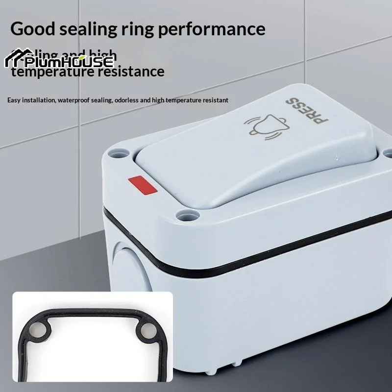 AC250V 20A Doorbell Switch Self-resetting Outdoor IP66 Patio-Mounted Waterproof Doorbell Control Push-Button Switch