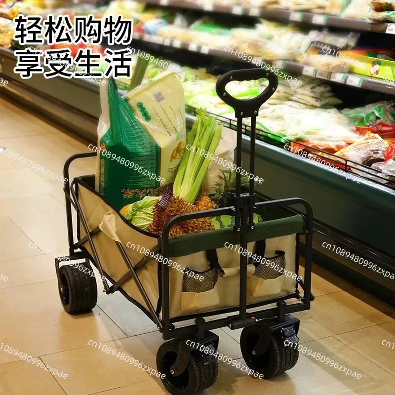 Foldable Outdoor Camping Wagon with Lift Function for Picnic and Market Stall