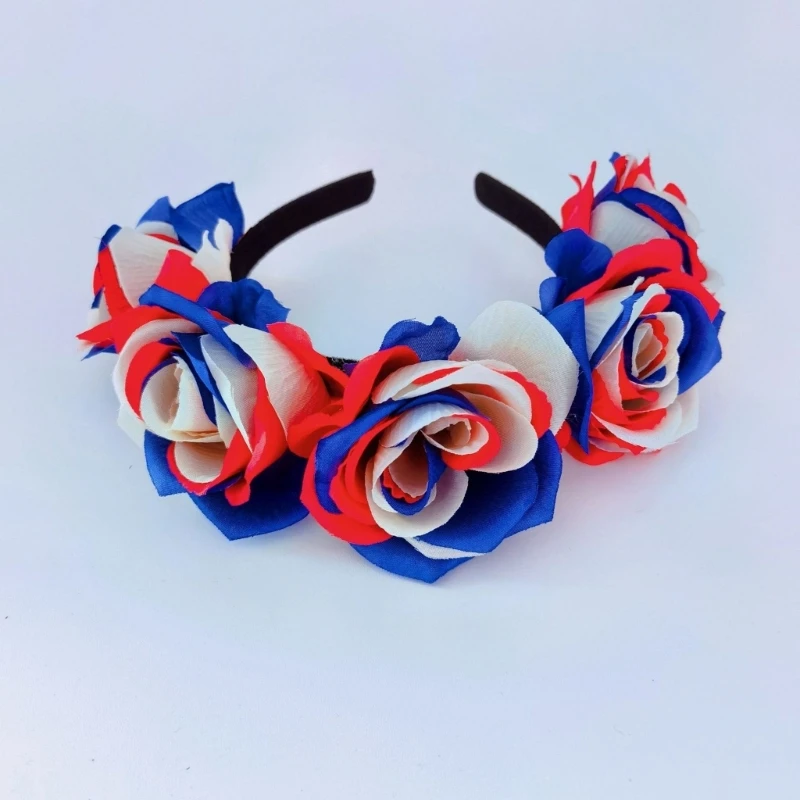 Patriotic Hairhoop for US National Day Family Gathering Headband Rose Hairband Costume Hair Decors Election Headpieces HXBA