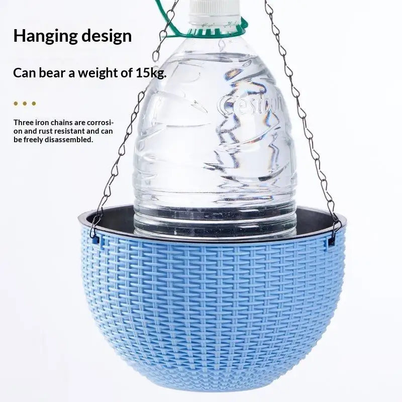 European Style Hanging Flower Pot 1 Set Honeycomb Pattern Imitation Rattan for Indoor Herb Garden Kitchen Window Decor