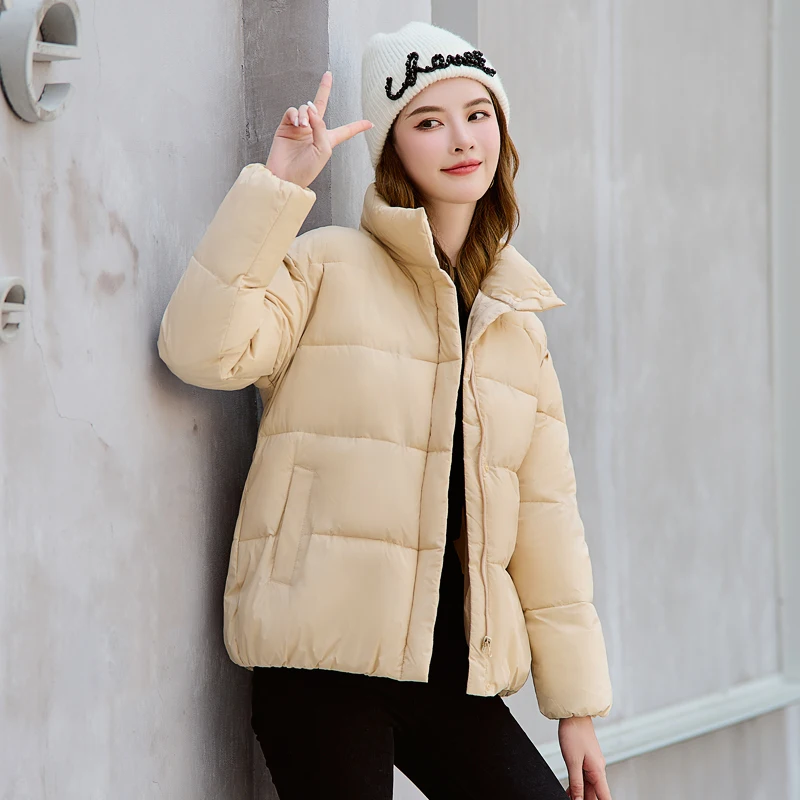 New Fashion Stand Collar Cotton Coat Thickened Warm Keeping Loose Short Cotton Padded Jacket Bread Coat In Autumn And Winter