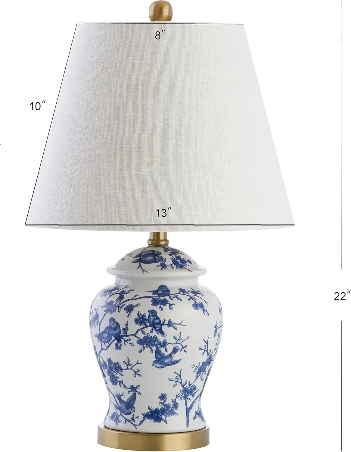 Set of 2 Blue/White Chinoiserie Table Lamps, 22" Traditional Design for Bedroom, Living Room, Office