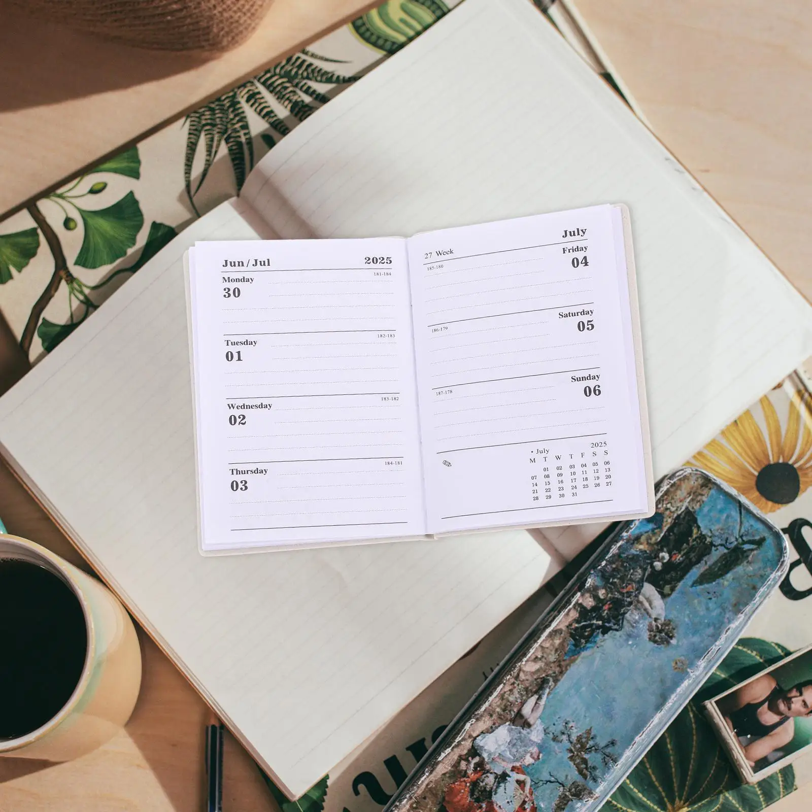 2025 Mini Wallet Pocket Weekly Planner Office Calendar Note Book Pu Small Schedule