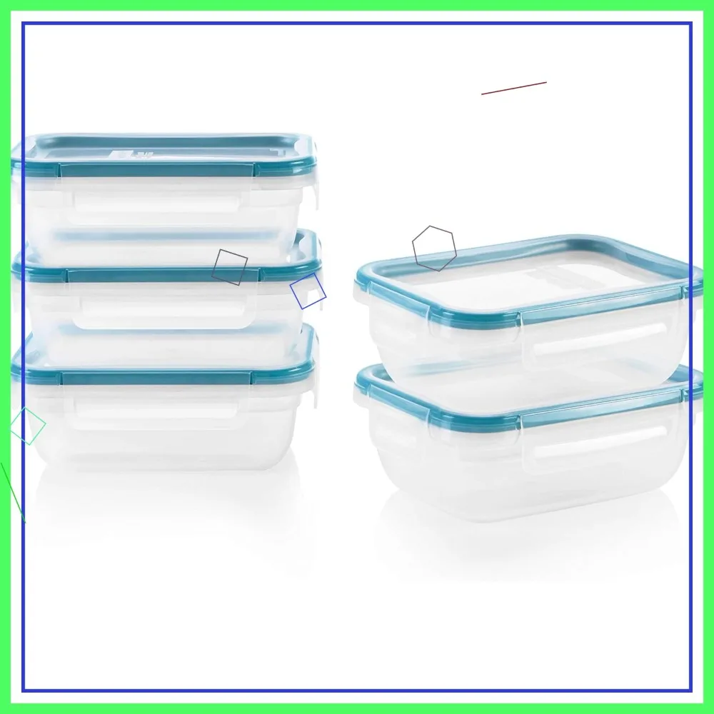 5-Pack 3-Cup Food Storage Containers, Leakproof Airtight Lids, BPA-Free, Microwave Dishwasher Freezer Safe
