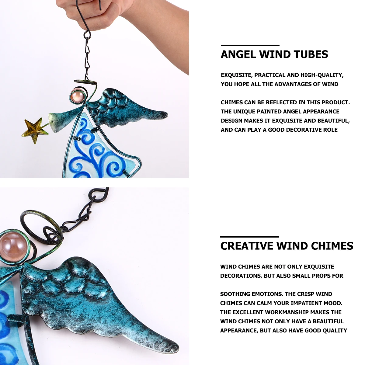 

Glass Painted Ornaments Colorful Chimes Pendants Home Decoration Angel Wind Tubes Glass Pendants Hanging Garden Balcony Creative