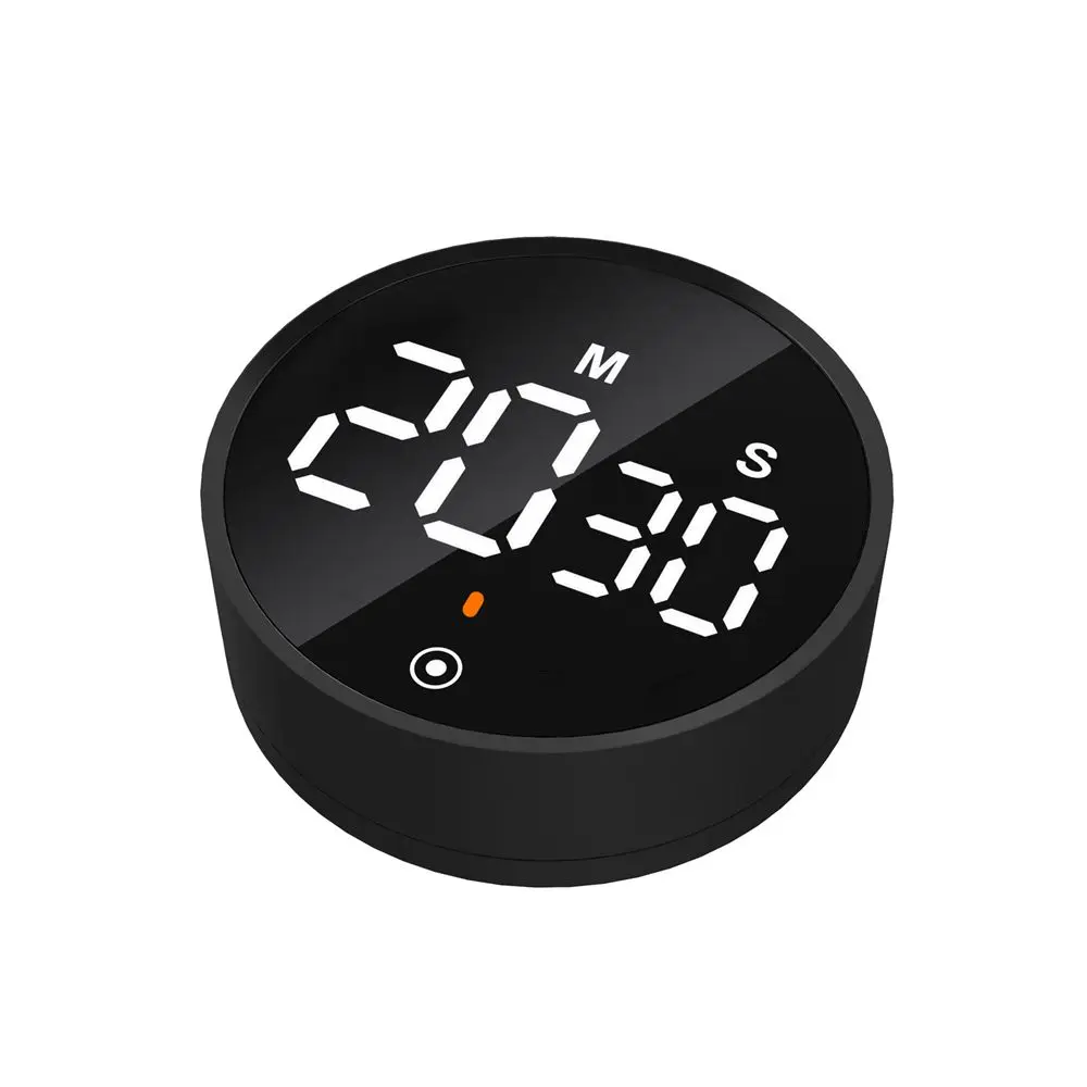 Black Kitchen Timer Digital Magnetic Timer Manual Countdown Alarm Clock Mechanical Cooking Shower Study LED Stopwatch Reminder