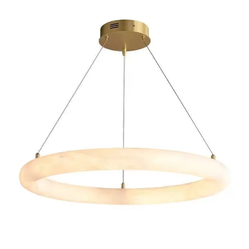 

Luxury Spanish Marble Chandelier Brass Round Adjustable Customizable Pendant Lamp Ceiling Light Bedroom Restaurant