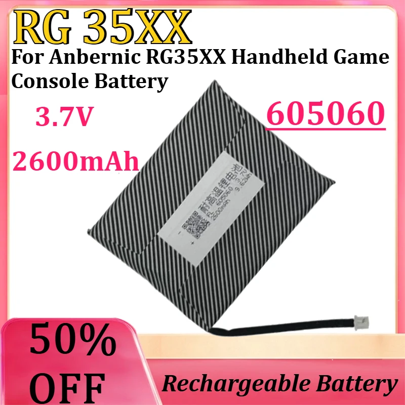 New 3.7V 2600mAh 605060 Lithium Polymer Battery For Anbernic RG35XX Handheld Game Console