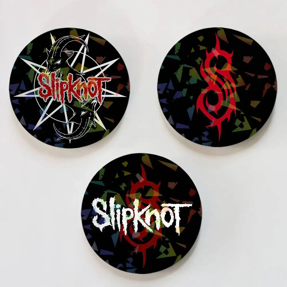 Band S-Slipknot Round Exquisite Laser Badge Brooches Creative Pins For Clothes Hat Backpack Gift Accessories