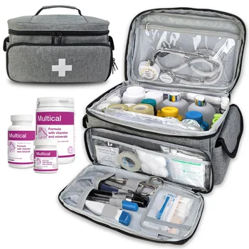 ชุดปฐมพยาบาลเดินทางสําหรับ Home Medical Carry Bag Multifunctional Storage Organizer Layered กล่องยาตู้ยา