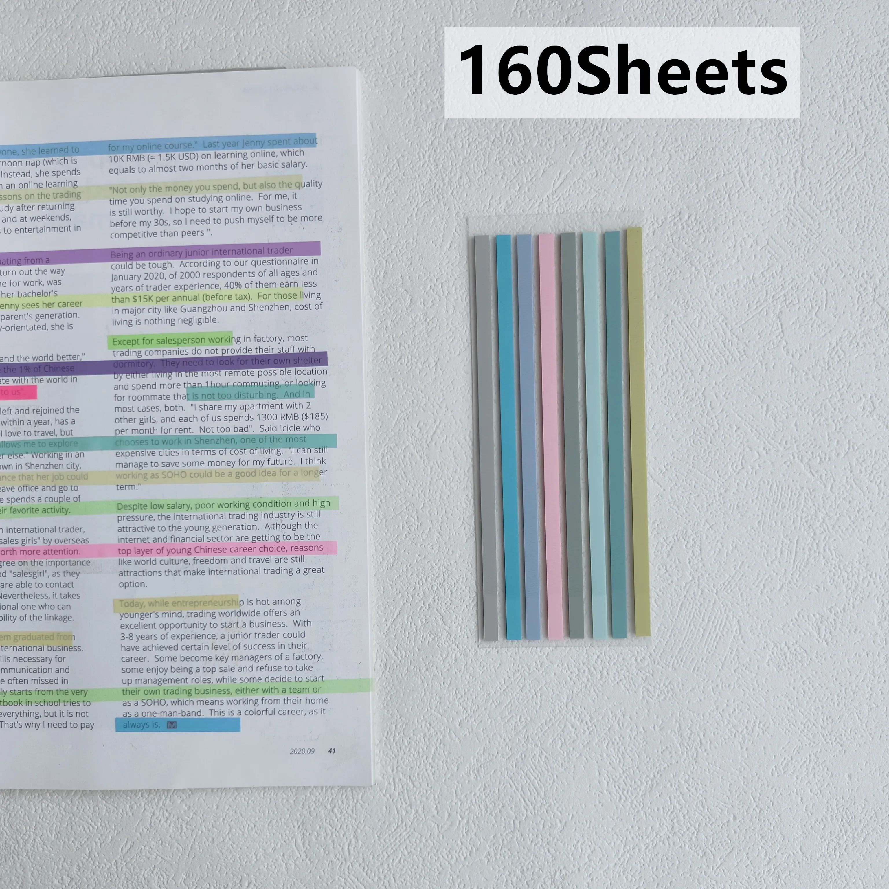 KindFuny 160 Blatt Haftnotizen, transparent, Haftnotizen, Indexregisterkarten, Pfeilflaggen für Seitenmarkierungen, Planeraufkleber, Büro, Schule – Detail 9