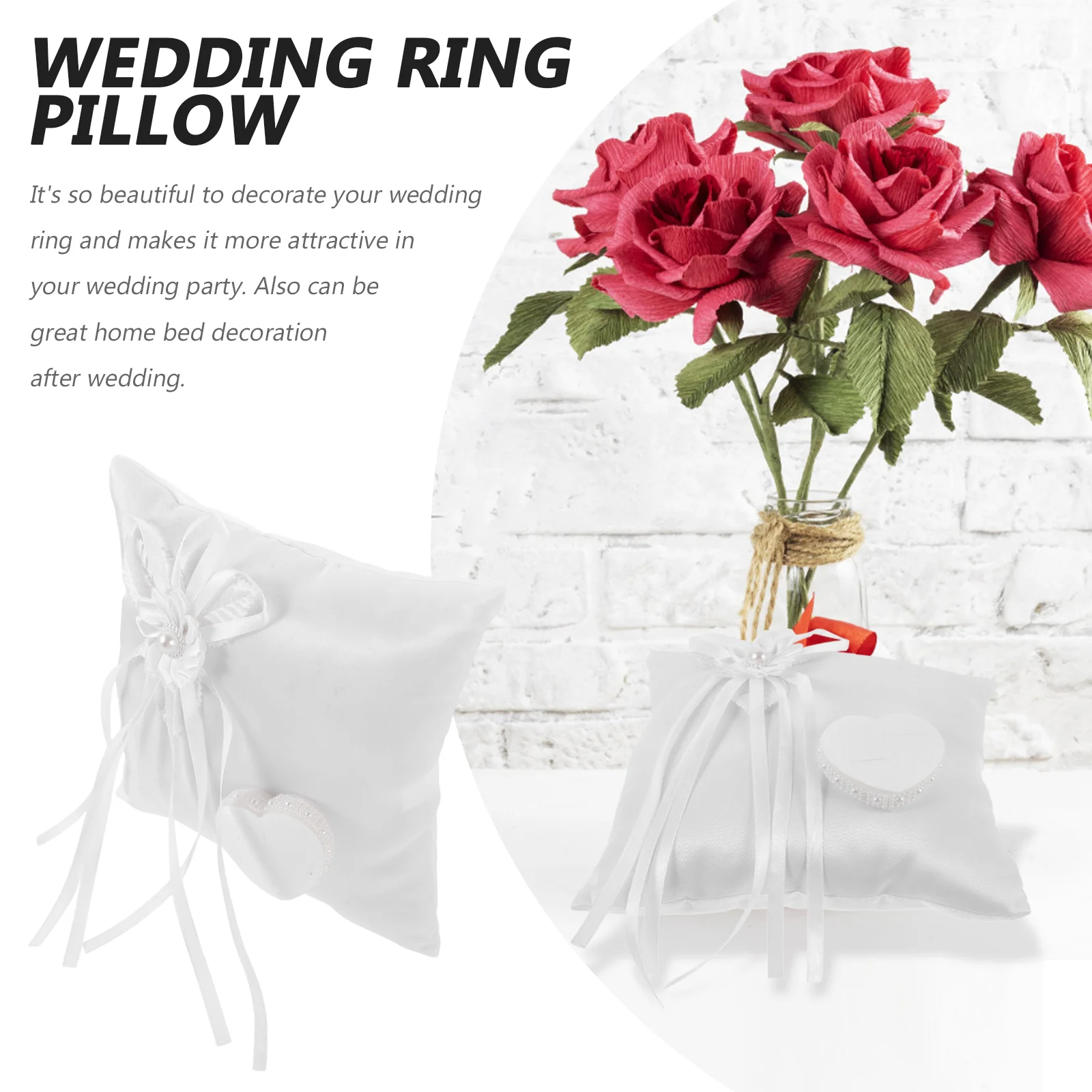 Ring Barrier Pillow for Wedding The Sign Floral Container Girl Heart Decorations