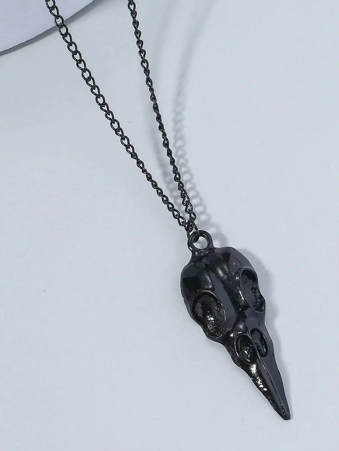 الظلام الأسود سبيكة الغراب الجمجمة قلادة قلادة الشرير الرجعية سلسلة الترقوة للرجال والنساء هالوين الأزياء والمجوهرات #2