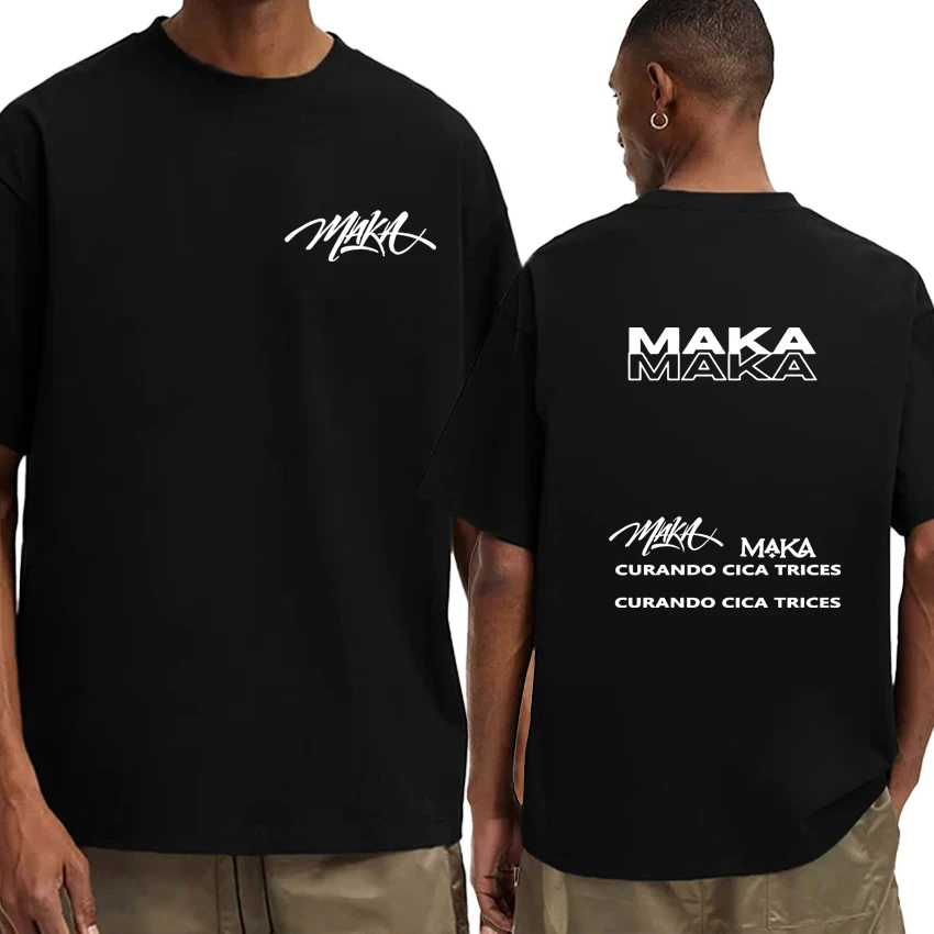 

Rapper Maka Aura Tour Graphics 2025 Double Sided Printed 100% Cotton Oversized t-shirt Summer Crew Neck short sleeve Tee shirt