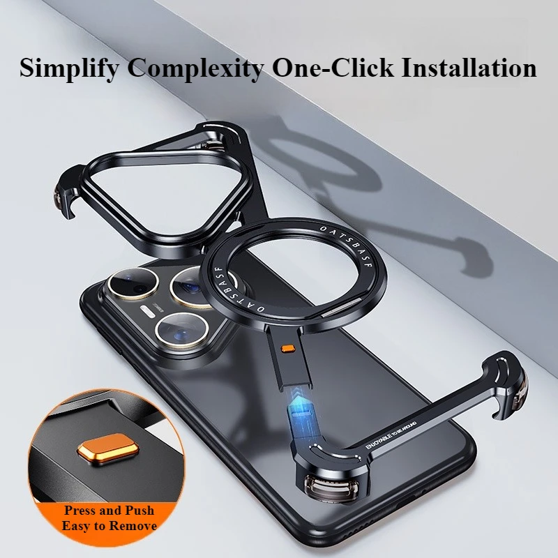 

Oatsbasf Metal Magnetic Phone Case for Huawei Pura 80 Ultra/80 Pro/80 Pro+/70 Ultra/70 Pro/Pro+ with Stand 360° Rotatable Bumper