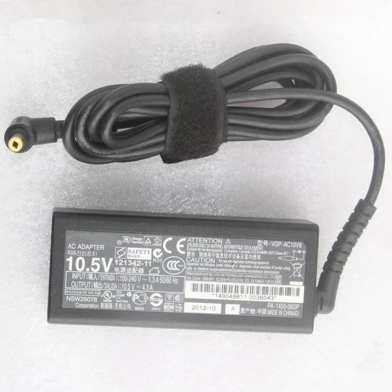 Genuine 10.5V 4.3A 45W VGP-AC10V7 VGP-AC10V8 Laptop AC Adapter Charger for Sony Vaio DUO 10 11 13 Series Ultrabook Power Supply