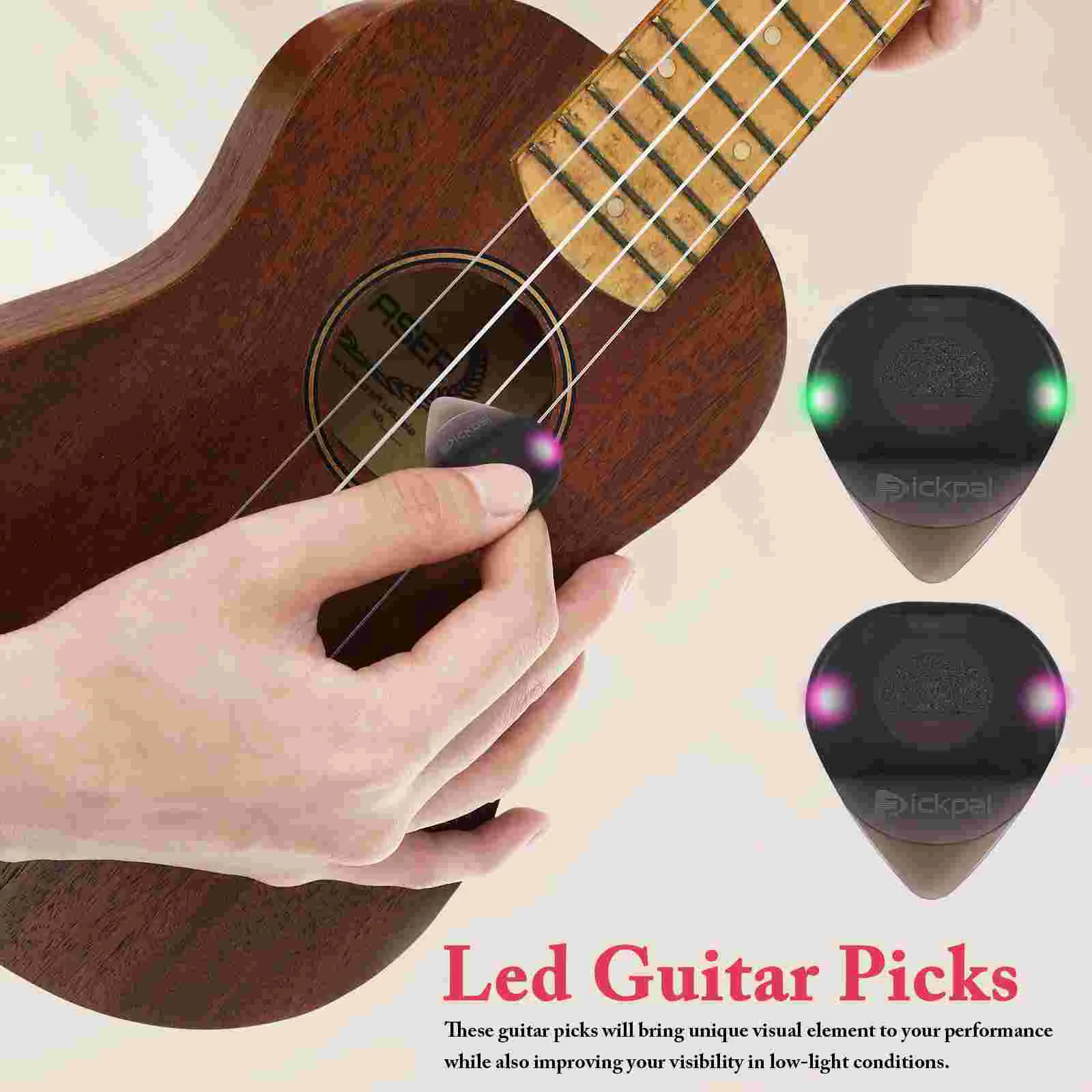 2 Pcs Lighted Guitar Picks Led Glowing Guitar Picks Ukulele Picks Acoustic Guitar Picks Guitar Accessories