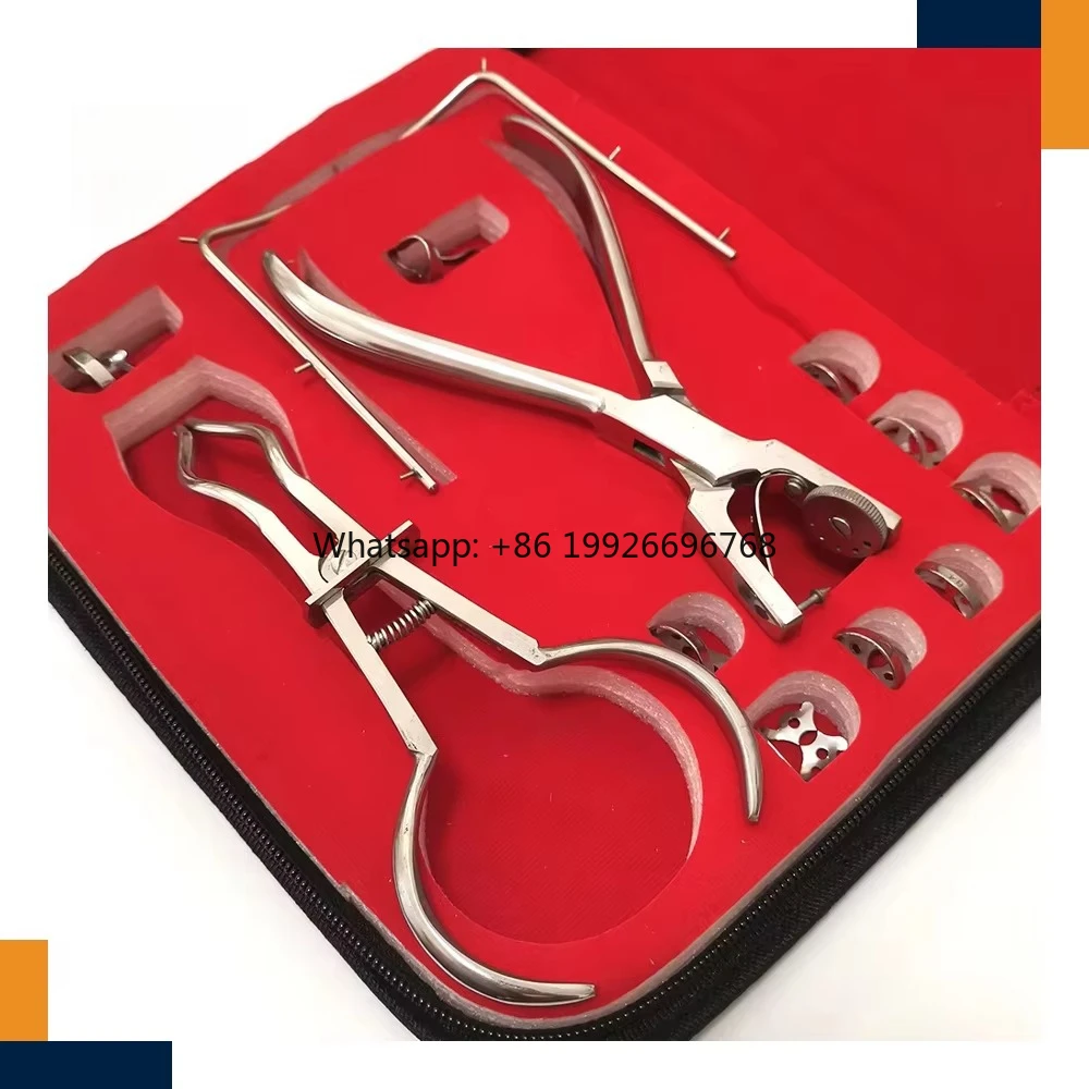 

Durable Surgical Tools Rubber Dam Puncher Set Steel Instruments with Frame Punch Clamps Starter Kit for Lab