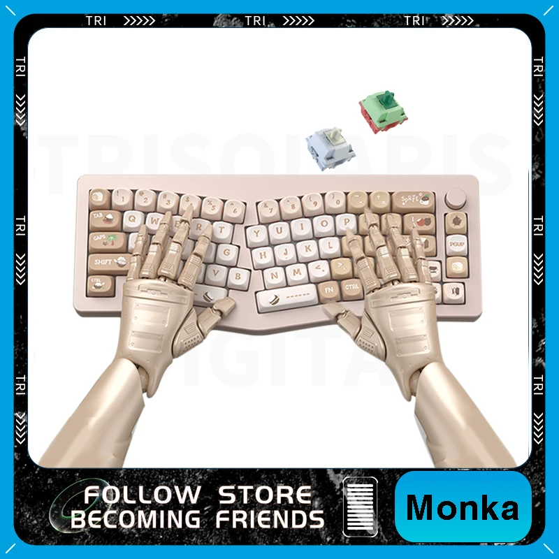 

Механическая клавиатура MONKA Alice67Pro, клавиатура из алюминиевого сплава с тремя режимами, Беспроводная игровая клавиатура Alice RGB, 4000 мАч, игровая клавиатура для ПК