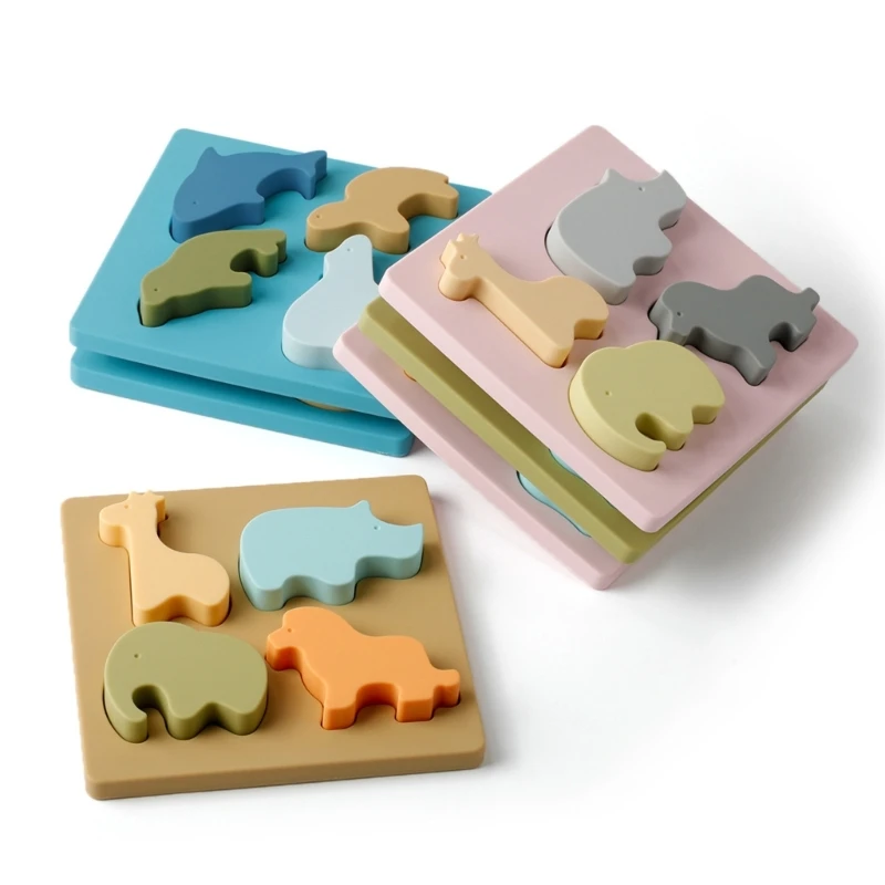 Baby Soft Nesting Sorting Toy Silicone Animal Block Matching Game