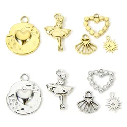 1pc New 304 Stainless Steel Charms Gold Color Ballerina Heart Dress Pendant DIY Necklace Earrings For Women Jewelry Findings