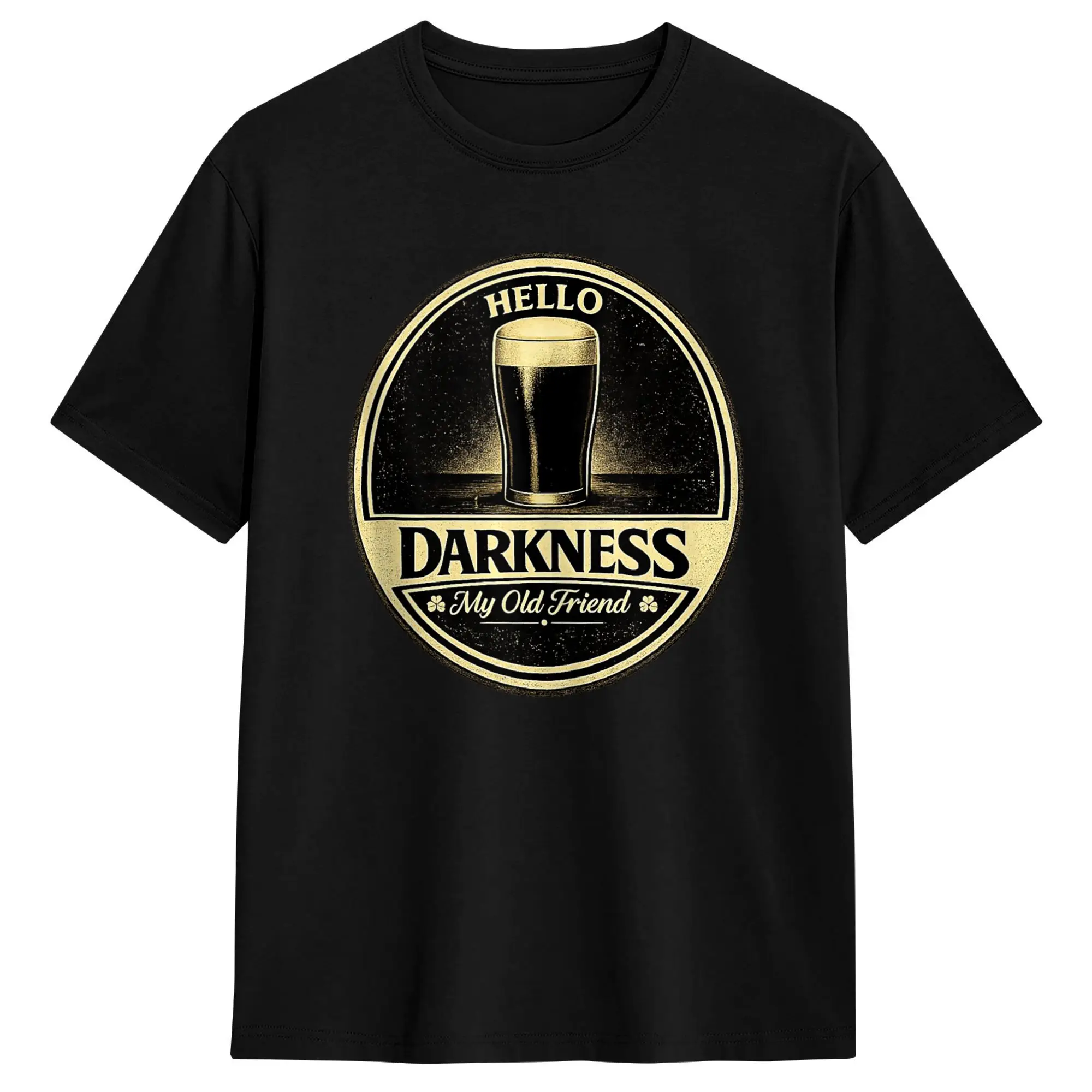 

Hello Darkness My Old Friend Beer Lover Funny Design Mens T Shirt Novelty Tees Short Sleeve Round Neck T-Shirts Cotton Gift Tops