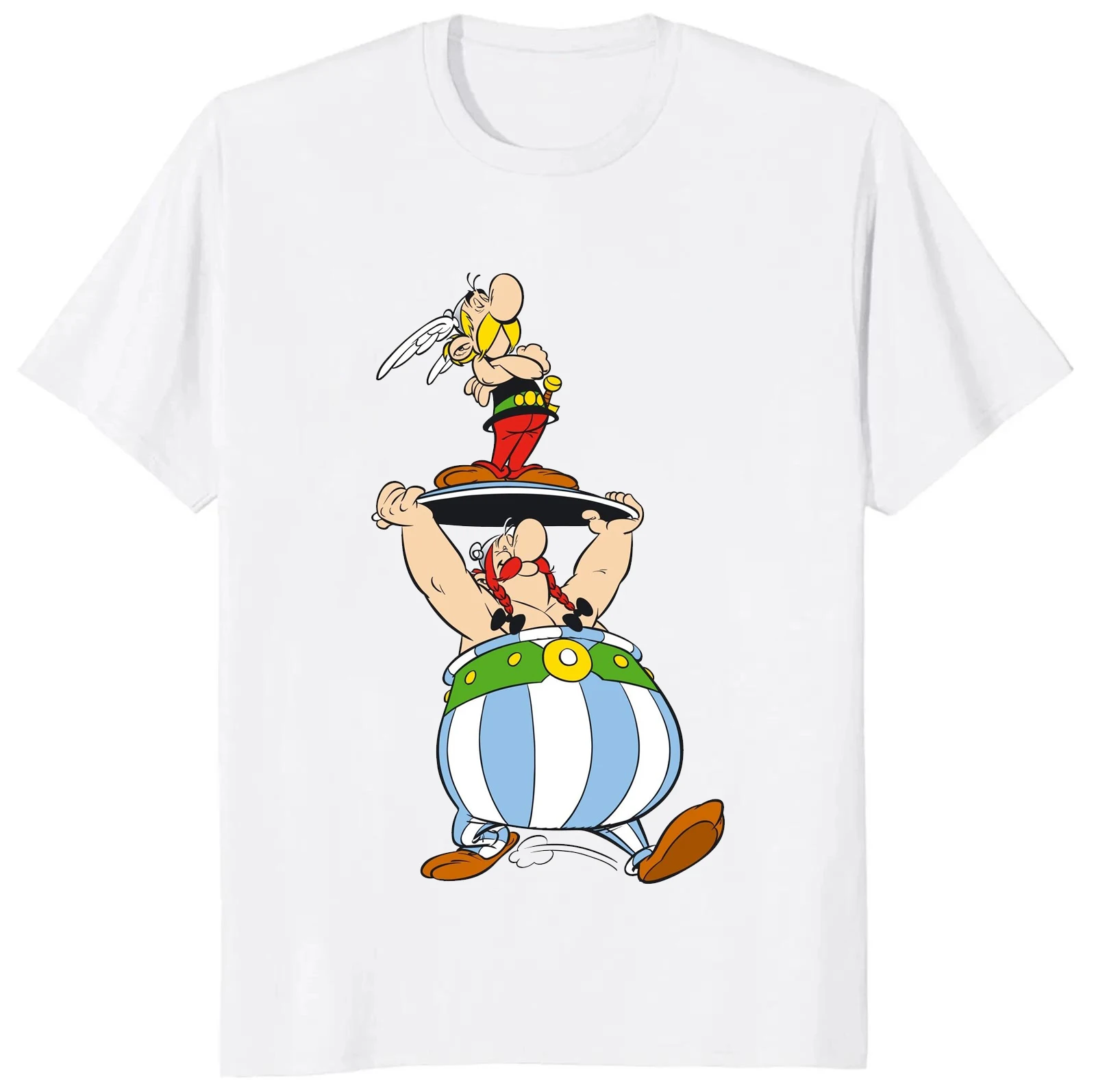 Popeye Asterix and Obelix Printed Cotton Short-sleeved T-shirt Street Wear Kawaii Men\'s and Women\'s Festival Can Be Summer Tops