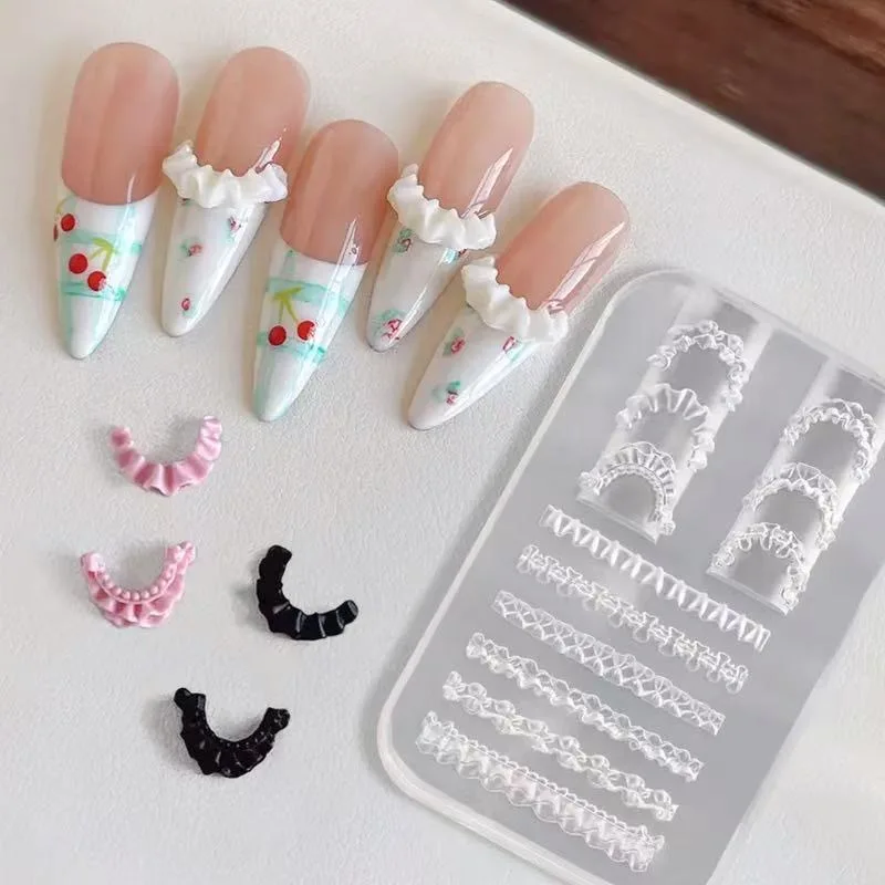 Jupe en dentelle française, soulagement 3D, moule pour Nail Art, modèle de sculpture en Silicone sou