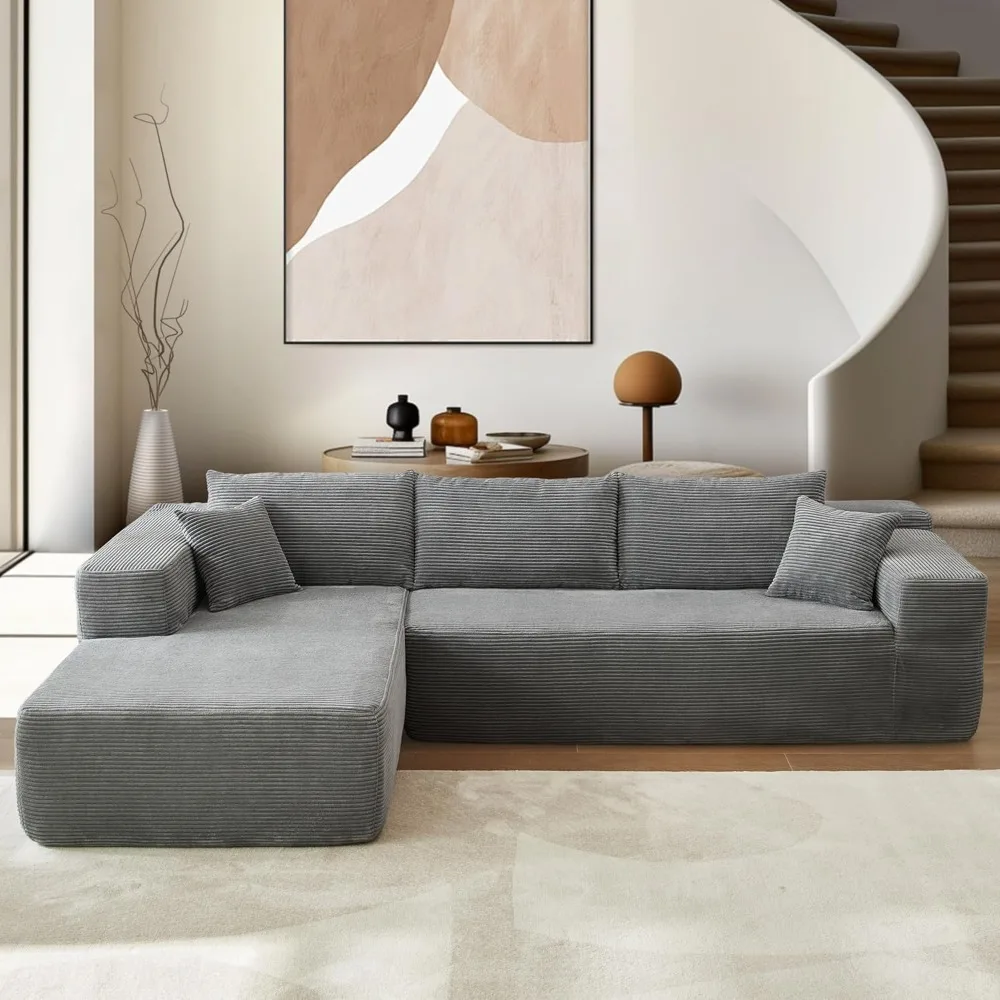 

106" Cloud Sectional Couches for Living Room,L Shaped Couch with Big Comfy Chaise,Modular Sofa with Deep Seat No Assembly Requir