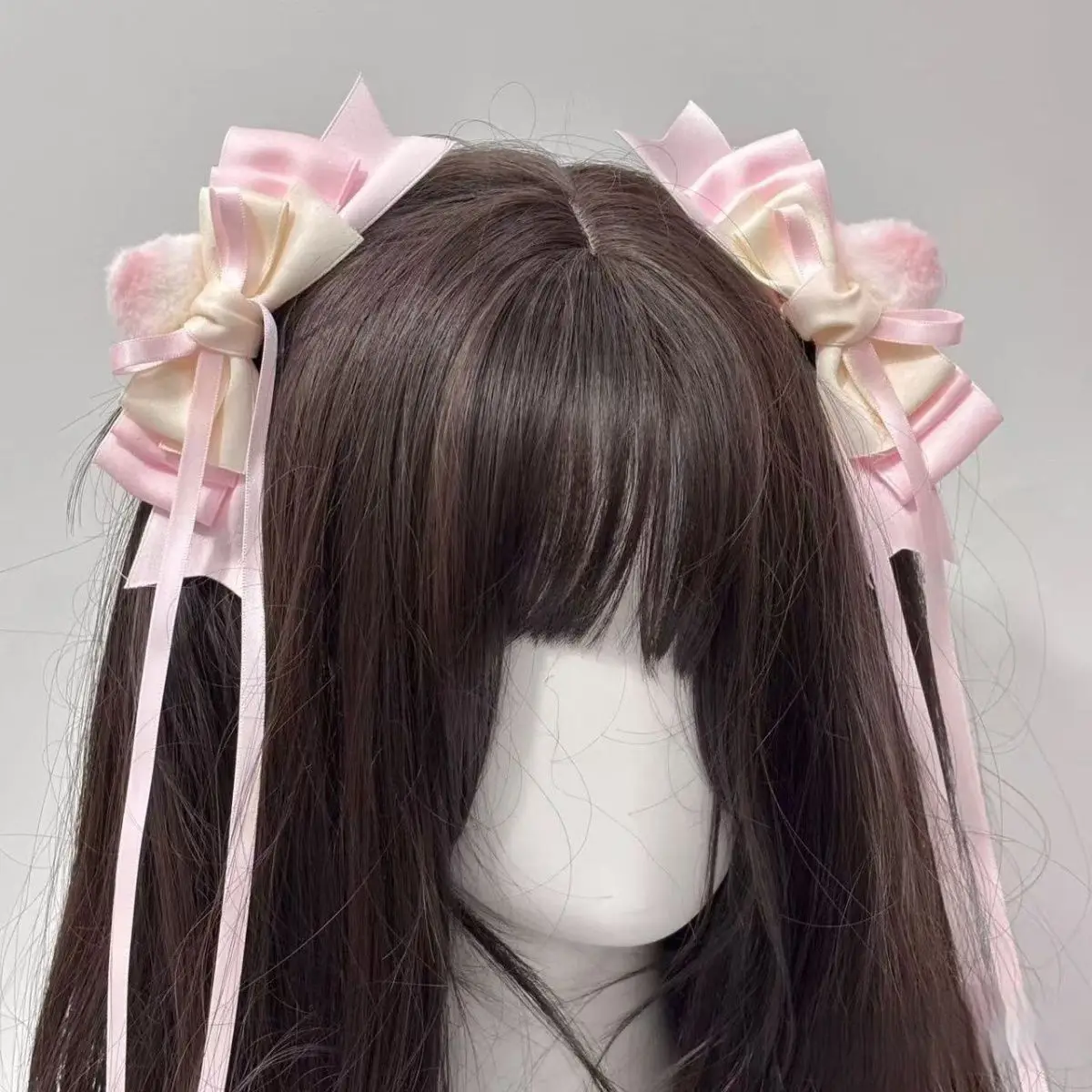 2 قطعة القوس الوردي Kawaii إكسسوارات الشعر القوس عقدة القط الأذن على شكل الشريط الجانب كليب أنيمي لوليتا تأثيري غطاء الرأس الفتيات دبوس الشعر #4