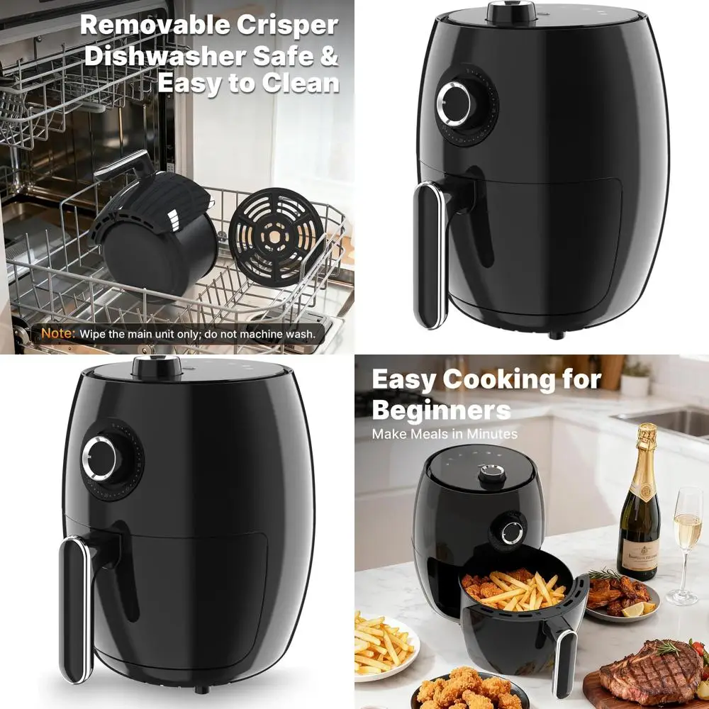

4-in-1 Mini Air Fryer, 2.1QT, Compact Design, Bake, Roast, Reheat, Low Oil, Adjustable Temp & Timer, Quiet, Nonstick, Dishwasher