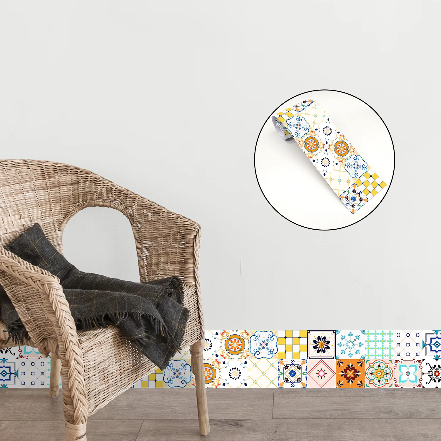 28 Stile Mandala-Design Taillenlinien-Dekorstreifen Wasserdichter Badezimmer-Sockel Selbstklebender Küchen-Fliesenaufkleber – Detail 32