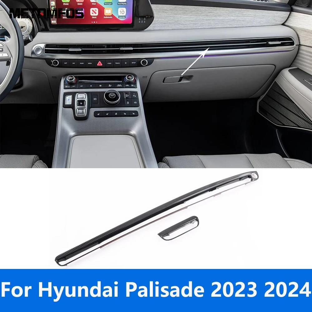 مركز وحدة التحكم لوحة القيادة تكييف الهواء تنفيس المخرج غطاء الكسوة لشركة هيونداي Palisade 2023 2024 ألياف الكربون الملحقات الداخلية