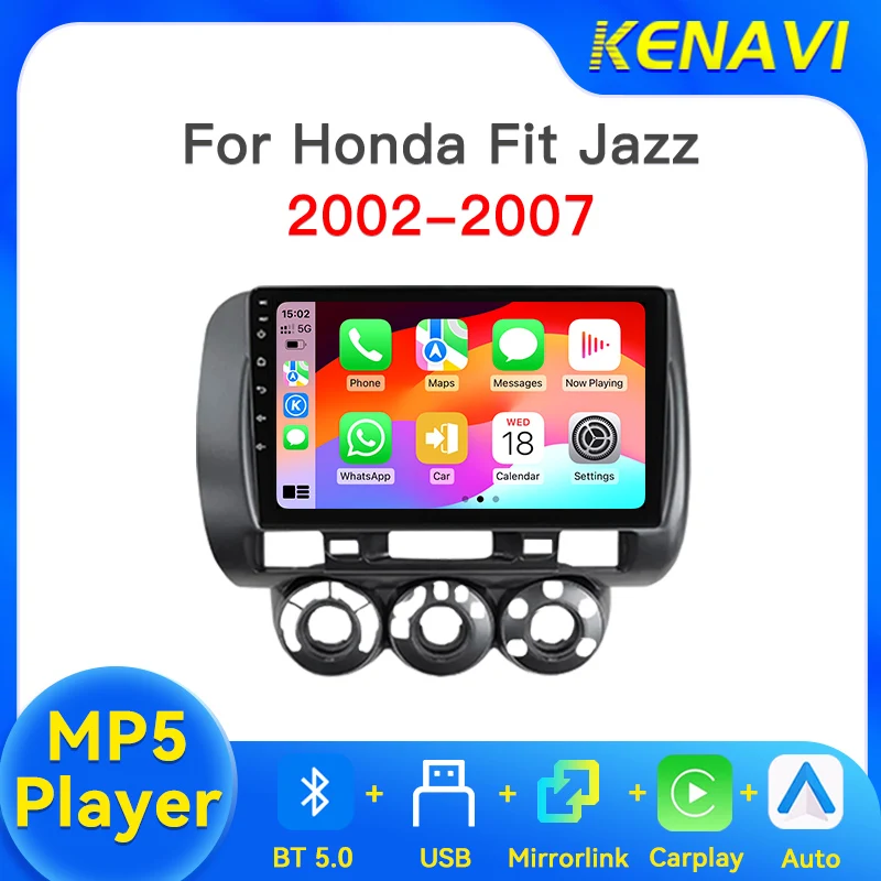 Car Radio Stereo Touch Screen For Honda Fit Jazz 2002-2007 MP5 Player CarPlay Android Auto Bluetooth 5.0 USB Multimedia System