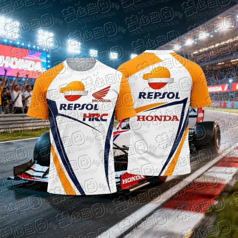 

2026 Мужская летняя футболка с коротким рукавом Honda, повседневная спортивная мотоциклетная гоночная машина, брендовый быстросохнущий трикотаж, модный ​