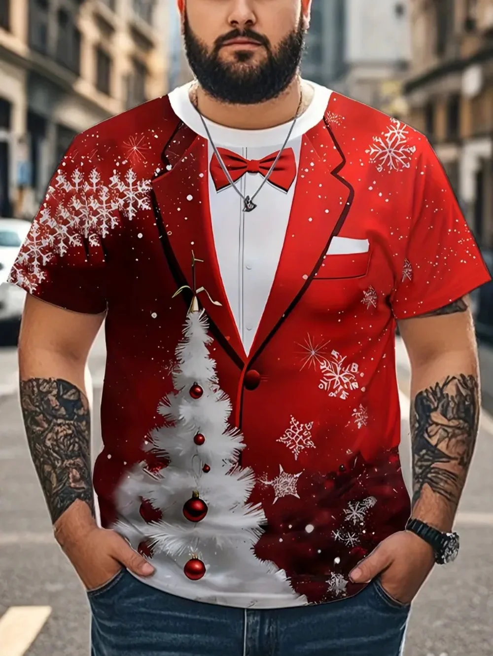 Men's T-Shirts Christmas Funny 3D Print Summer Casual Y2k Short Sleeve Tops Round Neck Pullove Tops Holiday Loose Men's Clothing image 4
