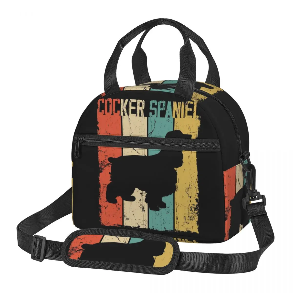 

Кокер-спаниель, собака, винтажные сумки для обеда в стиле ретро, изолированная коробка для бенто, герметичная сумка для обеда, сумки для пикника, сумка для женщин и детей