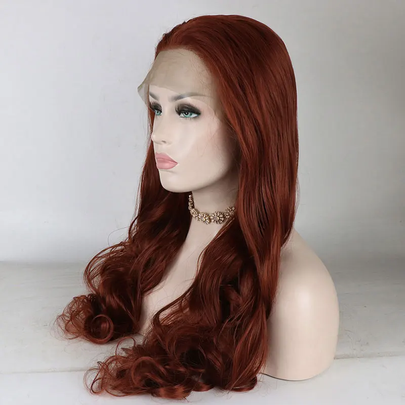 Orange Deep Wave Synthetic 13x4 Lace Front Wigs High Quality Heat Resistant Fiber Hair Natural Hairline Free Parting For Women