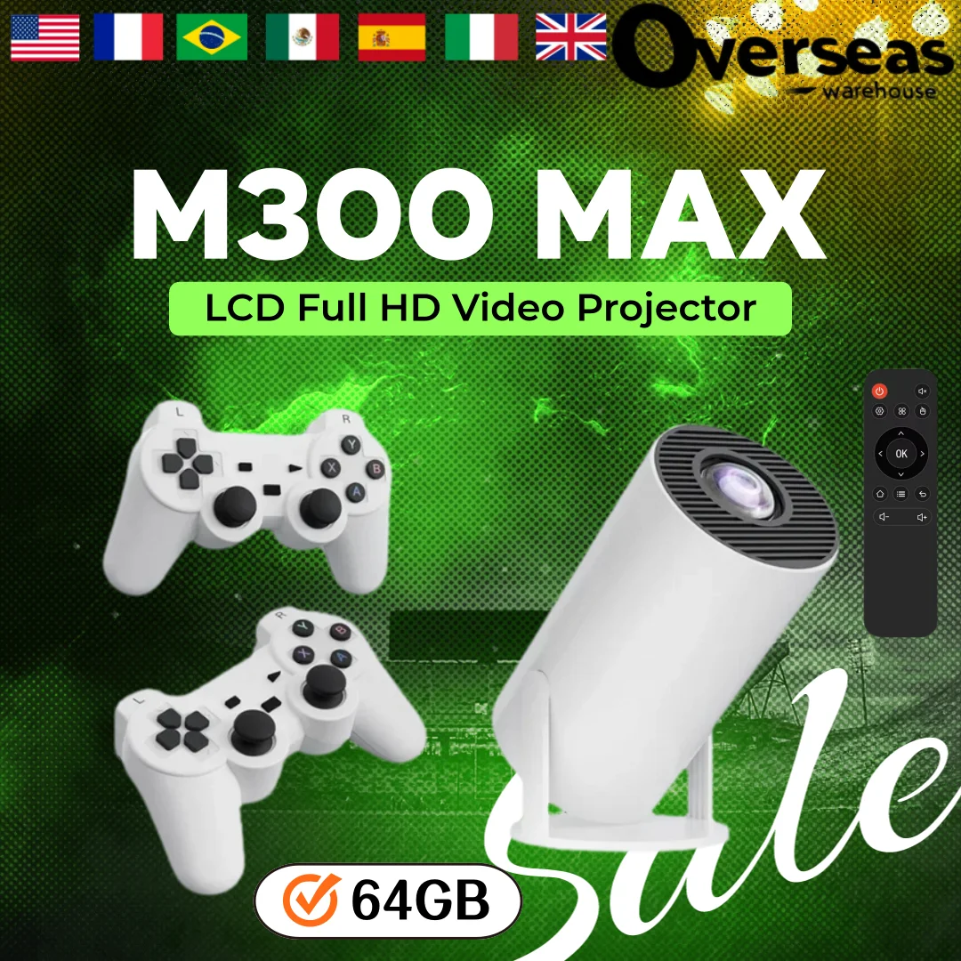 M300 Max Retro Video Game Consoles Video Game Consoles Mini Portable Intelligent Projector 720p Home Projector 64GB Games Gifts