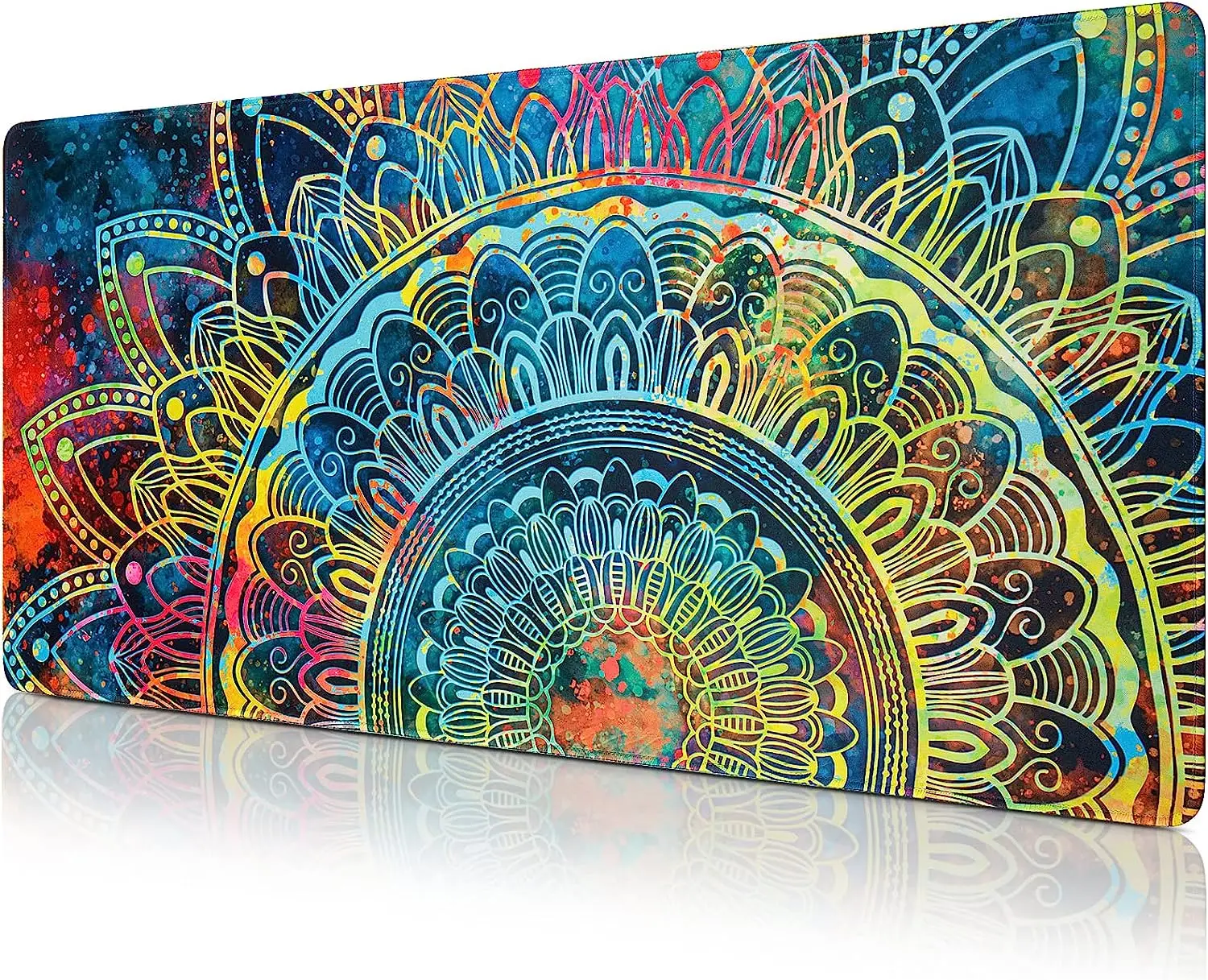 Colorful Flower Gaming Mouse Pad  Mouse Pad 31.5x11.8 inch XXL with Non-Slip Rubber Base Stitched Edge for Home Office Gaming