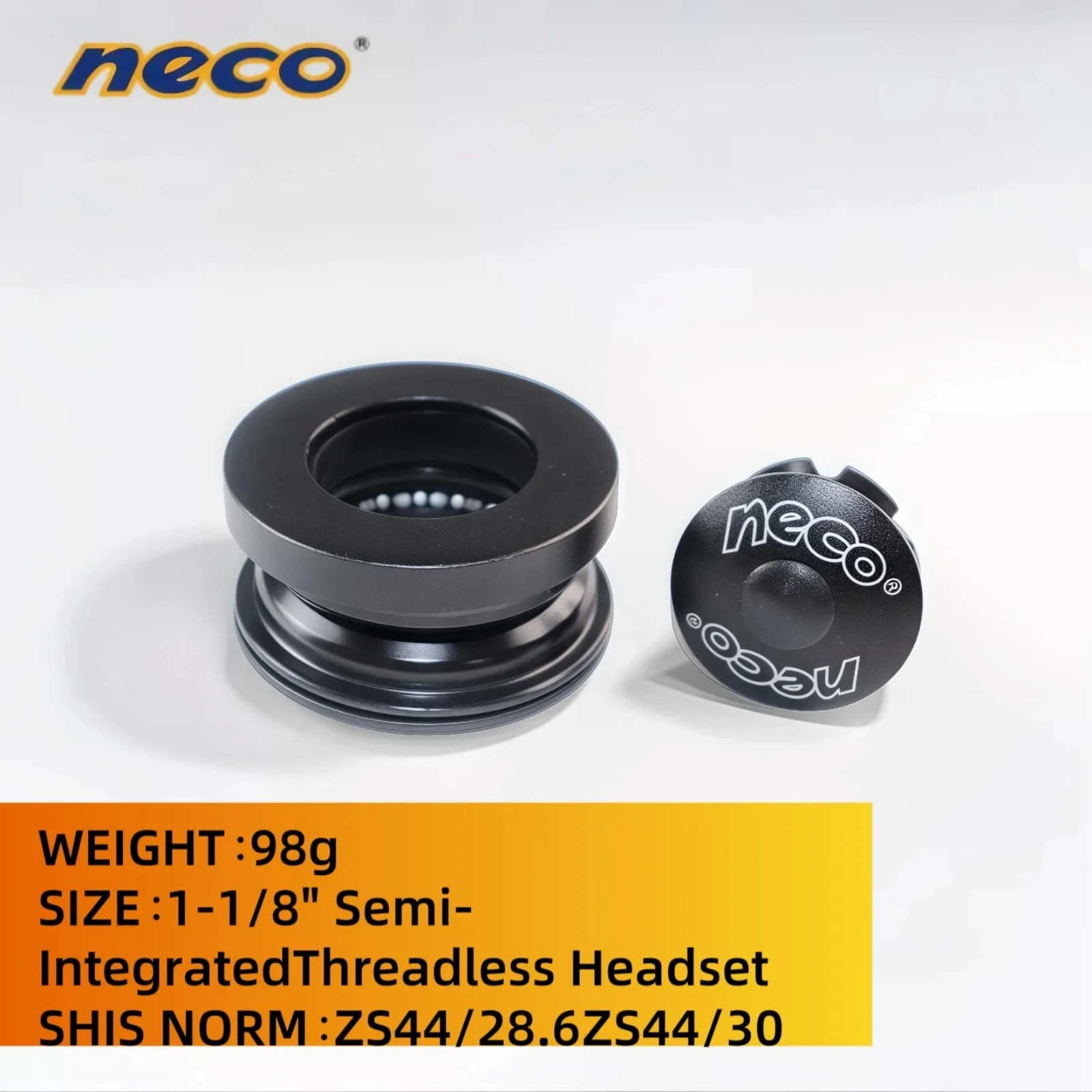 

Neco Bike Headset Bicycle Semi-Integrated Threadless Headset 1-1/8" Aluminum Top Cover 44/28.6/30mm for MTB Folding Road Bike