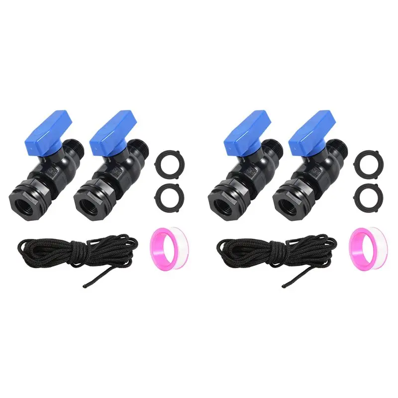 AT19-Rain Barrel Spigot Kit 4Pack 3/4Inch GHT Garden Hose Shut Off Valve With Bulkhead Fitting Garden Hose Thread Ball Valve