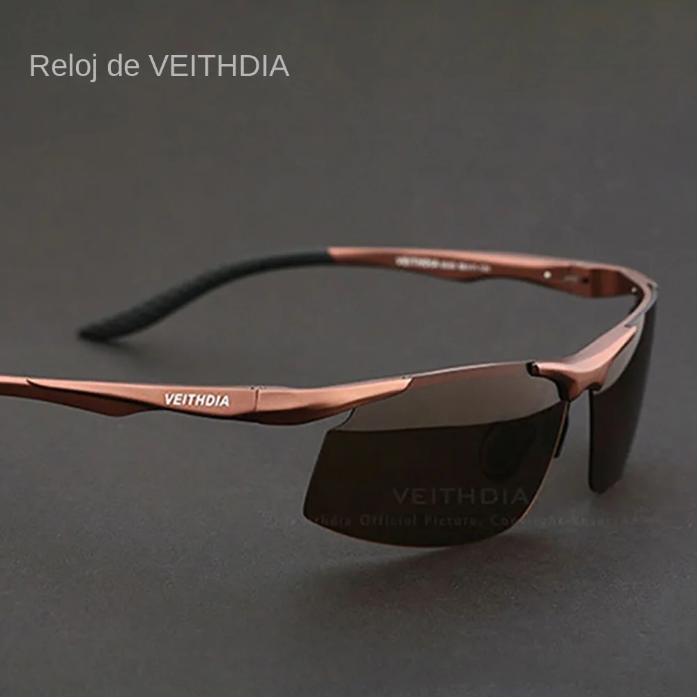 VEITHDIA, gafas de sol para hombre, lentes polarizadas UV400 para exteriores, lentes rectangulares sin montura para conducir, gafas de sol para pescar, gafas deportivas para hombre 6535