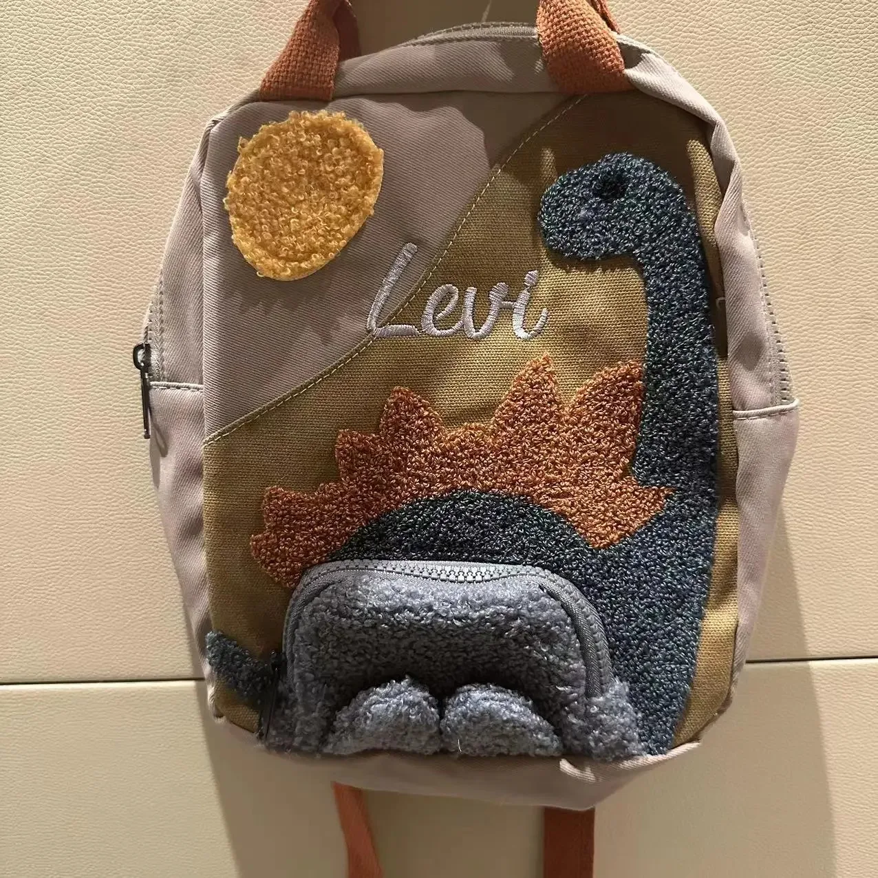 Personalized Dinosaur Backpack Schoolbag Custom Embroidered Cartoon Canvas Small Kindergarten Children's Backpack with Name