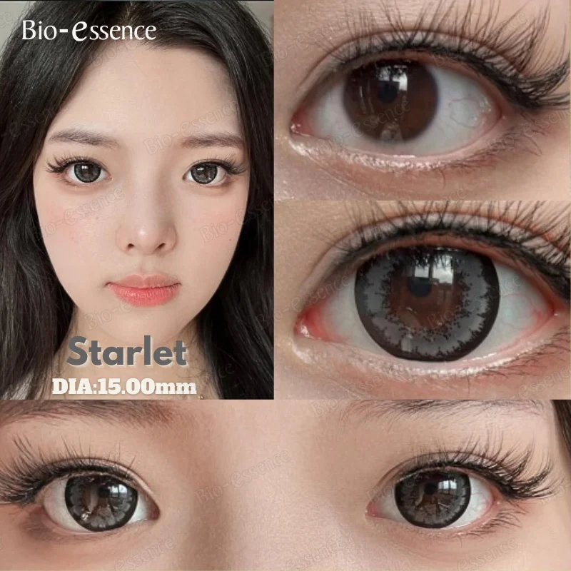 Bio-essence 2Pcs 15.0MM Colored Contacts Gray Lenses with Myopia New Arrivals Korean Lens Brown Pupils Yearly Use Fast Shipping