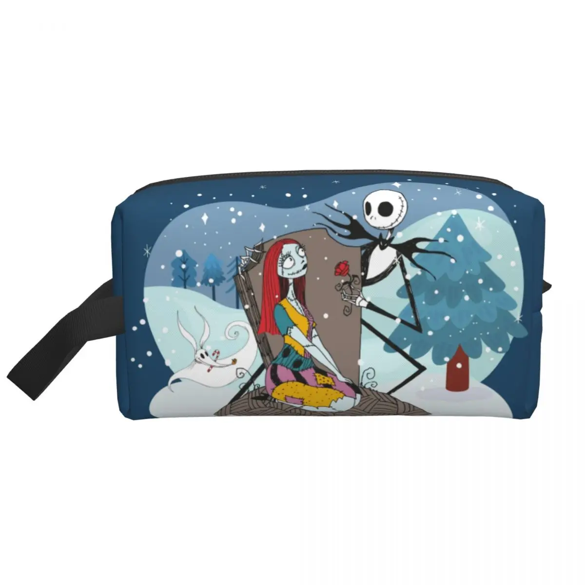 Custom Jack Skellington And Sally Travel Toiletry Bag The Nightmare Before Christmas Cosmetic Makeup Bag Beauty Storage Dopp Kit